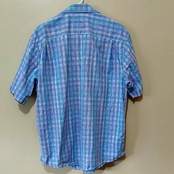 Neiman Marcus Rainbow Plaid Short Sleeve Shirt - Picture 4 of 4
